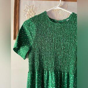 SHEIN smocked floral green maxi prairie spring summer sun dress cottagecore